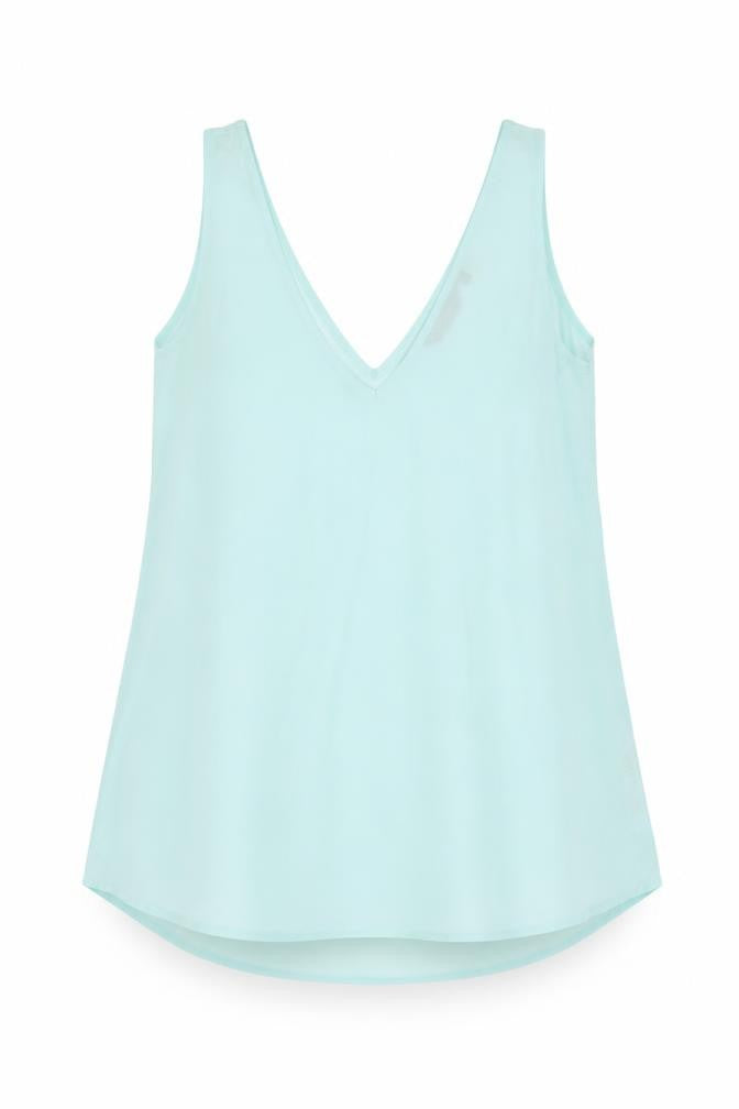 Dorothy Perkins Womens Blue Polyester Basic Tank Size 8 V-Neck