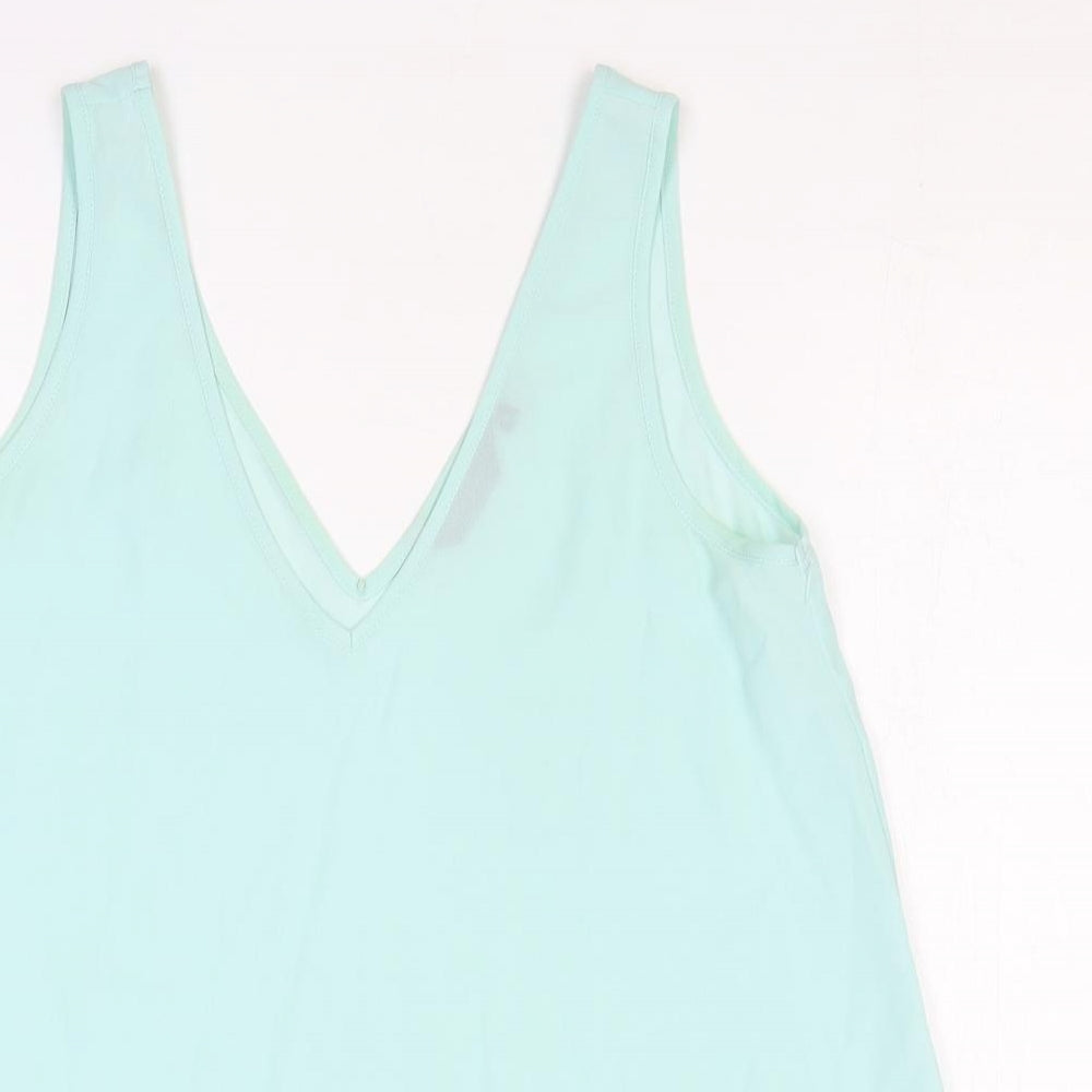 Dorothy Perkins Womens Blue Polyester Basic Tank Size 8 V-Neck