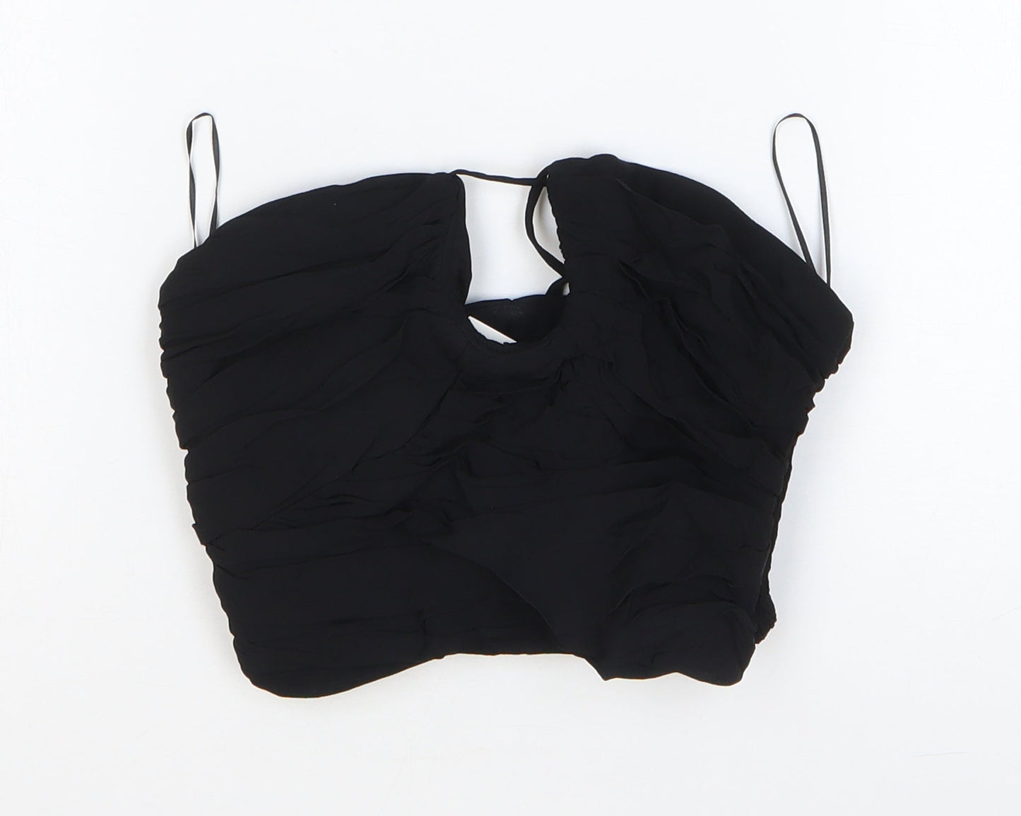 Zara Womens Black Viscose Cropped Tank Size S Off the Shoulder