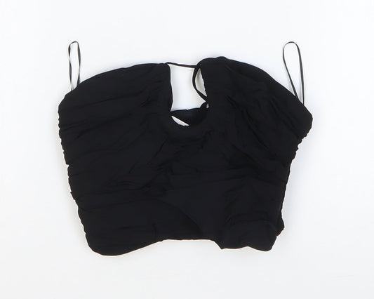 Zara Womens Black Viscose Cropped Tank Size S Off the Shoulder