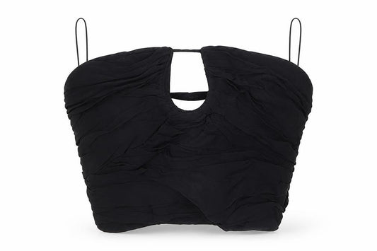 Zara Womens Black Viscose Cropped Tank Size S Off the Shoulder