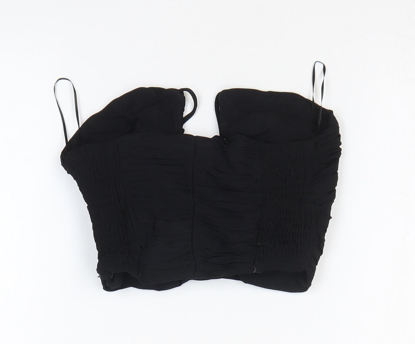 Zara Womens Black Viscose Cropped Tank Size S Off the Shoulder