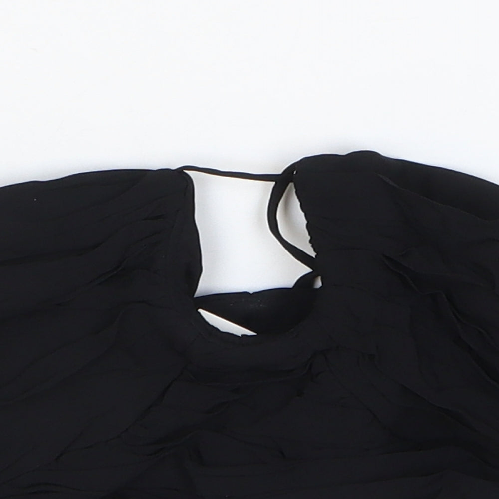 Zara Womens Black Viscose Cropped Tank Size S Off the Shoulder