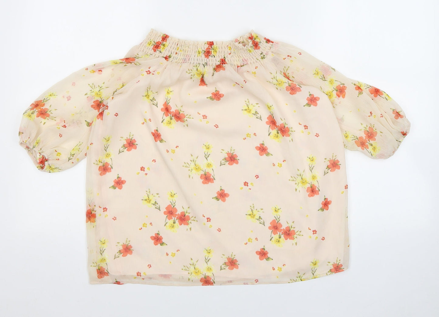 F&F Womens Multicoloured Floral Polyester Basic Blouse Size 10 Round Neck
