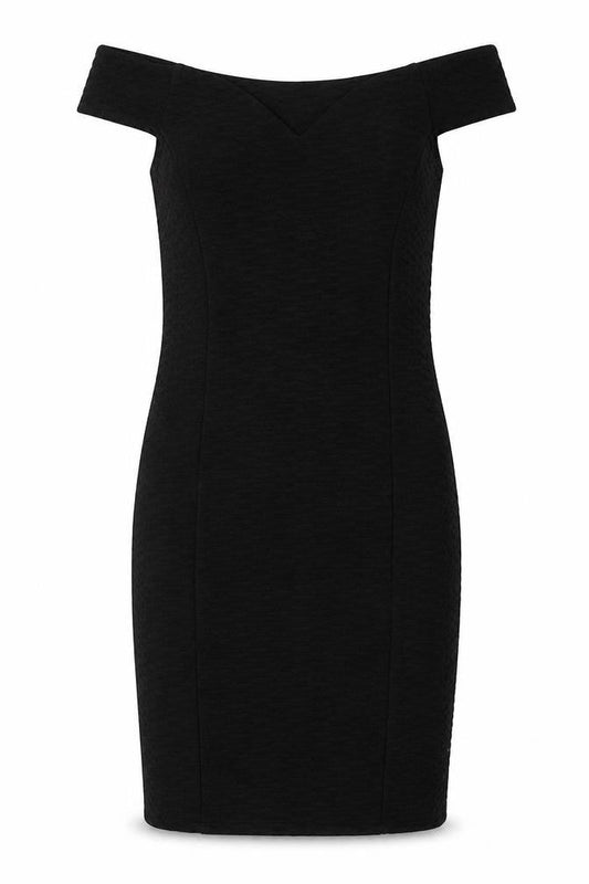Miss Selfridge Womens Black Polyester Mini Size 10 Off the Shoulder Pullover