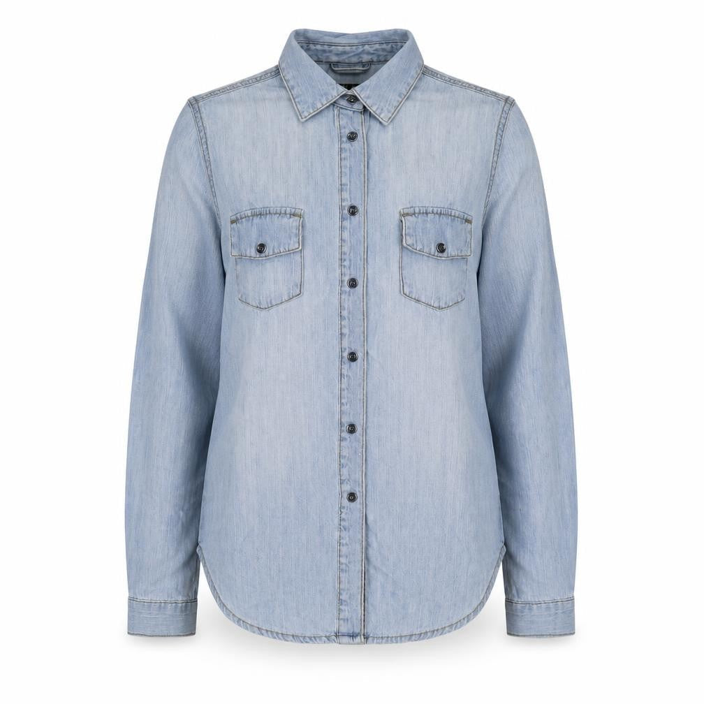 YESYES Womens Blue Cotton Basic Button-Up Size 8 Collared