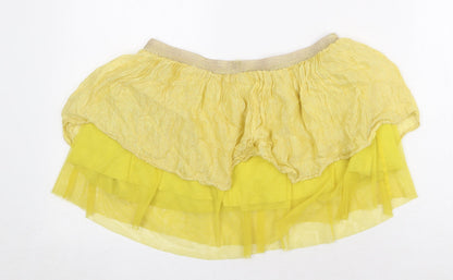 Mango Girls Yellow Cotton Tutu Skirt Size XS Regular Pull On