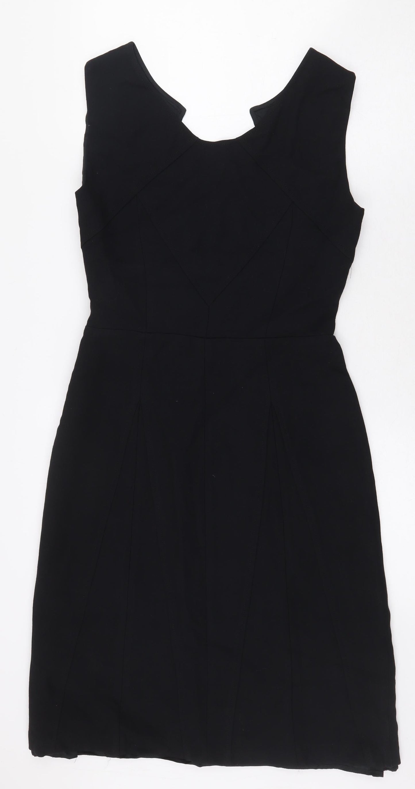 Zara Womens Black Cotton A-Line Size S V-Neck Zip