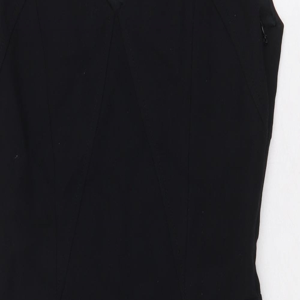 Zara Womens Black Cotton A-Line Size S V-Neck Zip