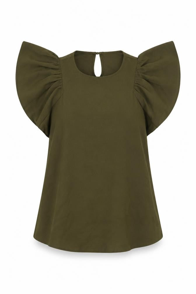 SheIn Womens Green Polyester Basic Blouse Size 8 Boat Neck