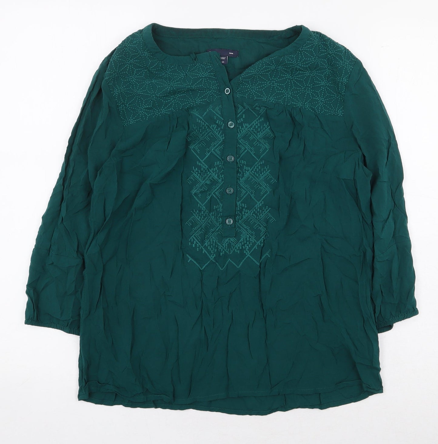 Gap Womens Green Polyester Basic Blouse Size XS Scoop Neck