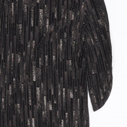 Principles Womens Brown Geometric Nylon Basic Blouse Size 10 V-Neck