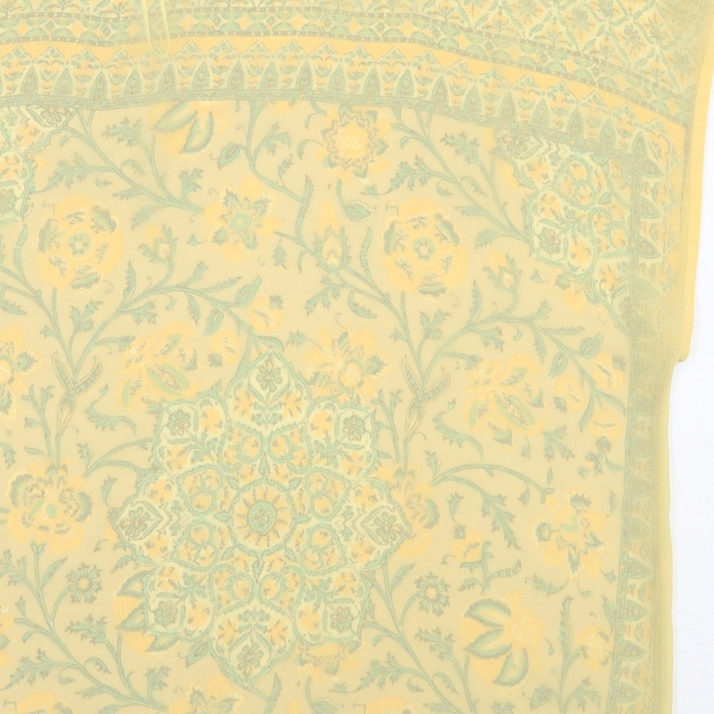 Zara Womens Yellow Geometric Polyester Basic Blouse Size M Boat Neck