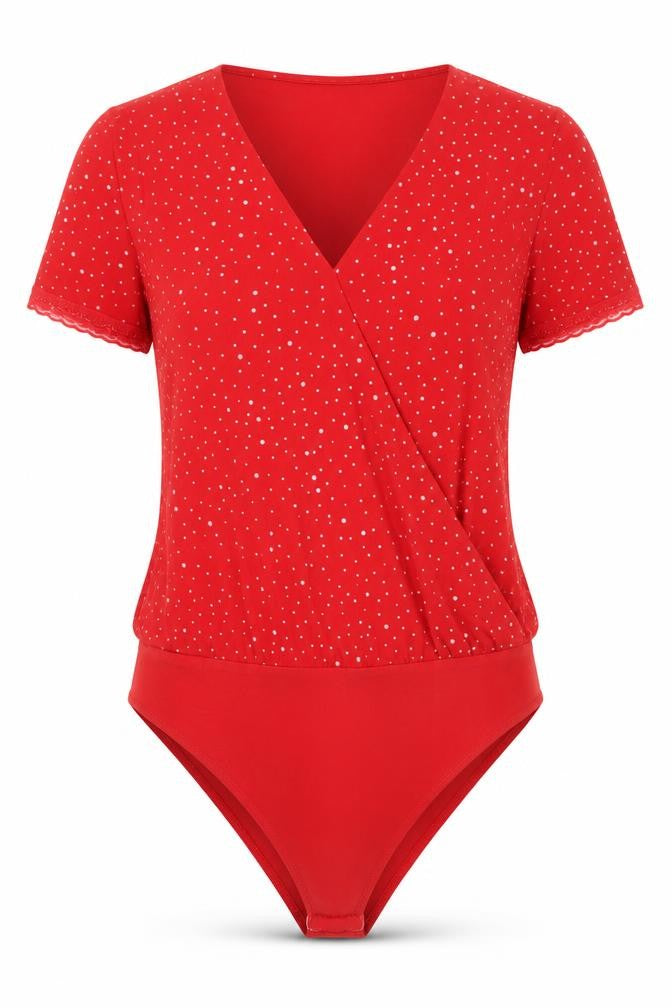 NEXT Womens Red Polka Dot Polyester Bodysuit One-Piece Size 6 Snap