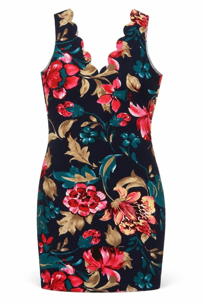 SheIn Womens Multicoloured Floral Polyester Mini Size XS V-Neck Pullover