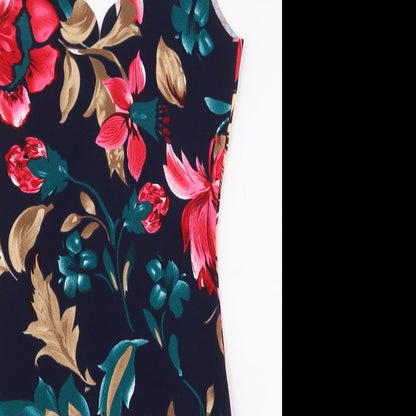 SHEIN Womens Multicoloured Floral Polyester Mini Size XS V-Neck Pullover