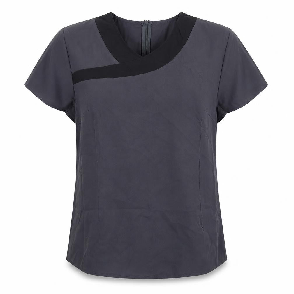 Paris Womens Grey Polyester Basic Blouse Size 16 V-Neck