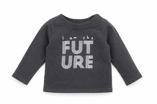 F&F Boys Grey Cotton Basic Casual Size 3-6 Months Crew Neck Button - I am the Future