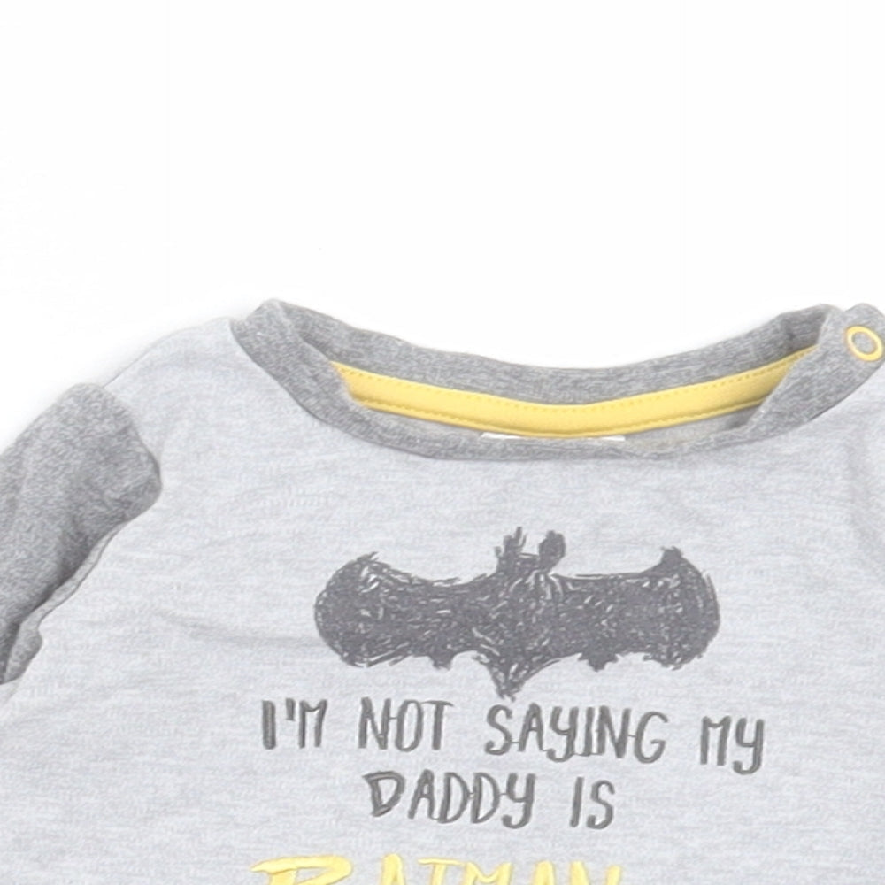 Matalan Boys Grey Cotton Basic Casual Size 0-3 Months Crew Neck Button - Batman