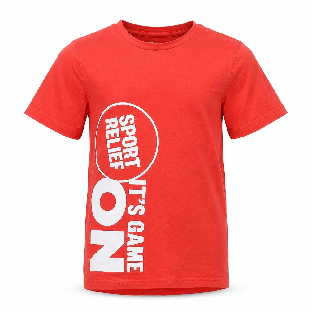 TU Boys Red Cotton Basic T-Shirt Size 7-8 Years Crew Neck Pullover - Sport Relief