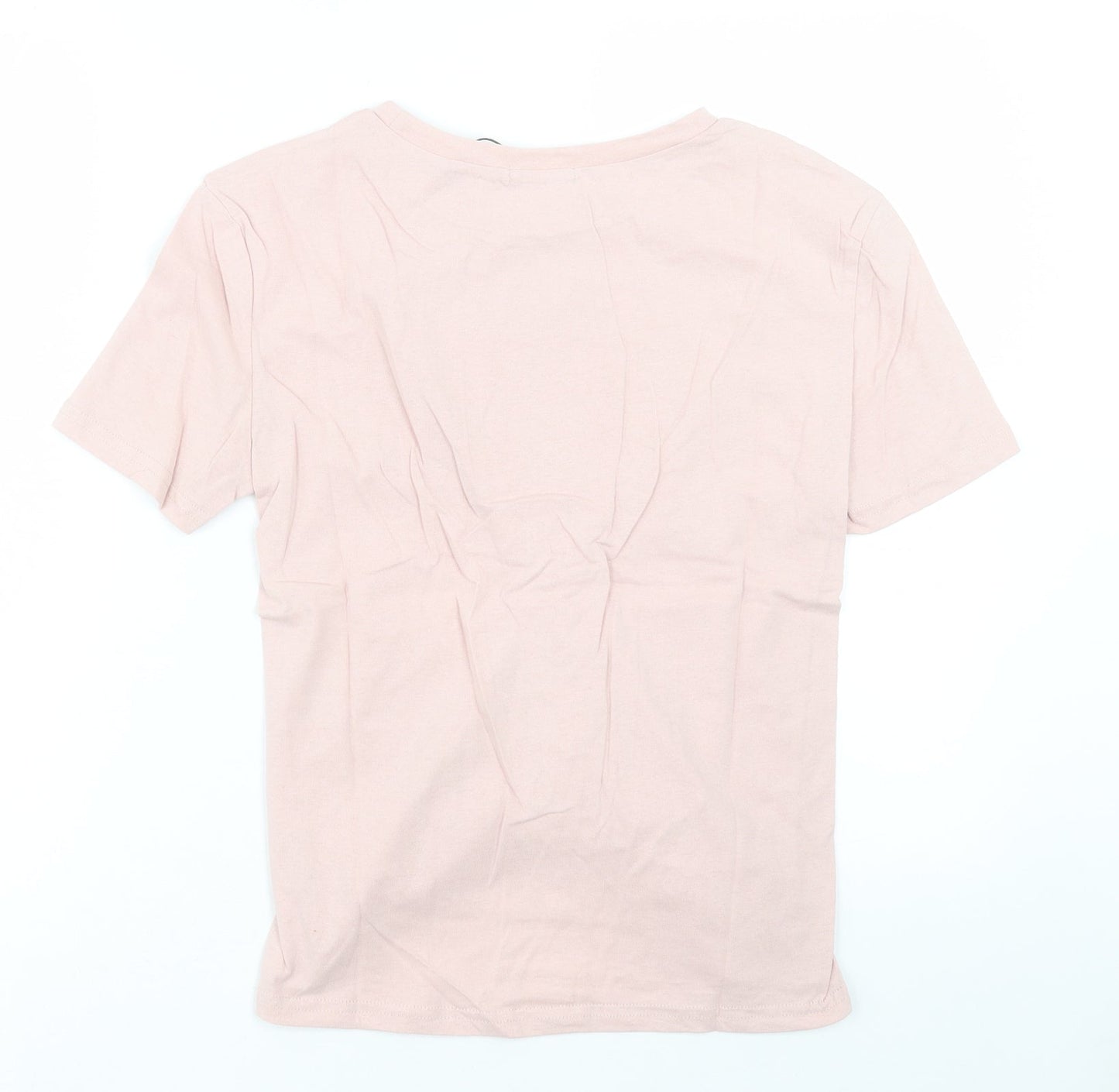 eight Womens Pink Cotton Basic T-Shirt Size S Crew Neck