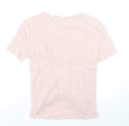 eight Womens Pink Cotton Basic T-Shirt Size S Crew Neck