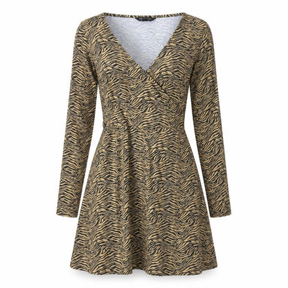 Miss Selfridge Womens Brown Animal Print Polyester A-Line Size 10 V-Neck Pullover