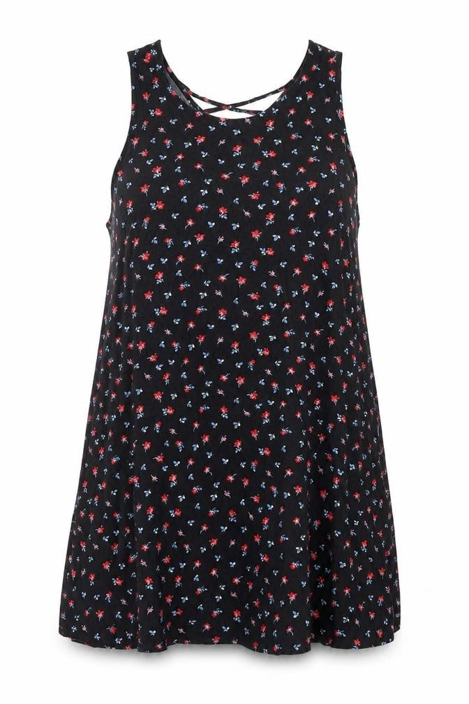 Gap Womens Black Floral Viscose A-Line Size S V-Neck Pullover