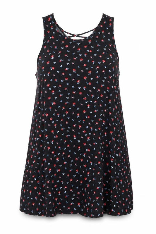 Gap Womens Black Floral Viscose A-Line Size S V-Neck Pullover