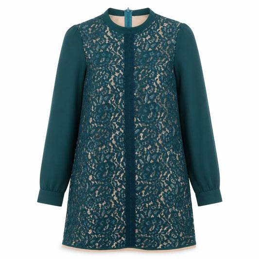 Oasis Womens Green Cotton A-Line Size 8 Crew Neck Zip