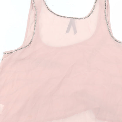 Influence Womens Pink Polyester Basic Tank Size 12 Scoop Neck