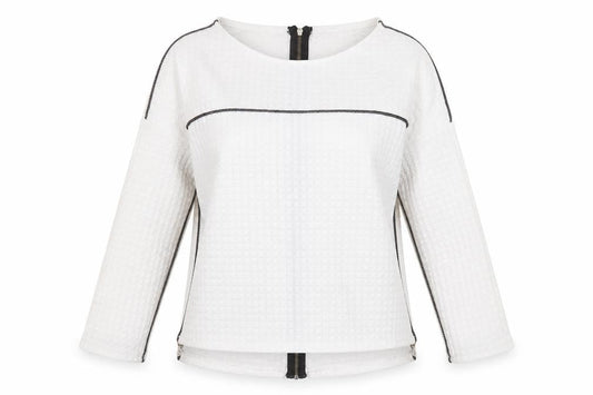 voyelles Womens White Polyester Basic T-Shirt Size 8 Boat Neck