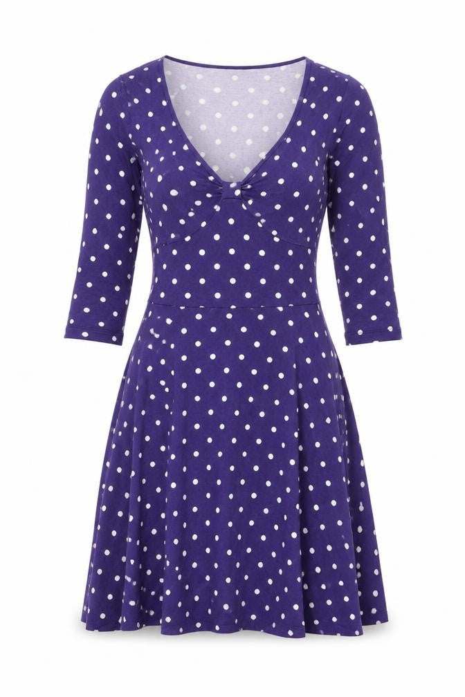 ASOS Womens Purple Polka Dot Viscose A-Line Size 10 V-Neck Pullover