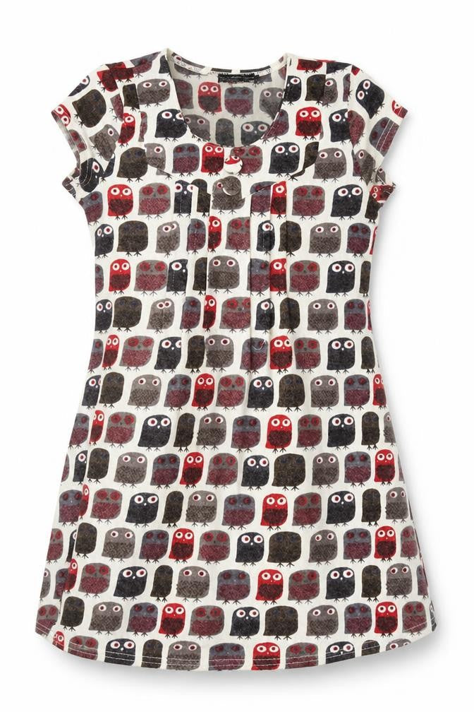 Pepper Tree Womens Multicoloured Geometric Acrylic A-Line Size S Scoop Neck Pullover - Owls