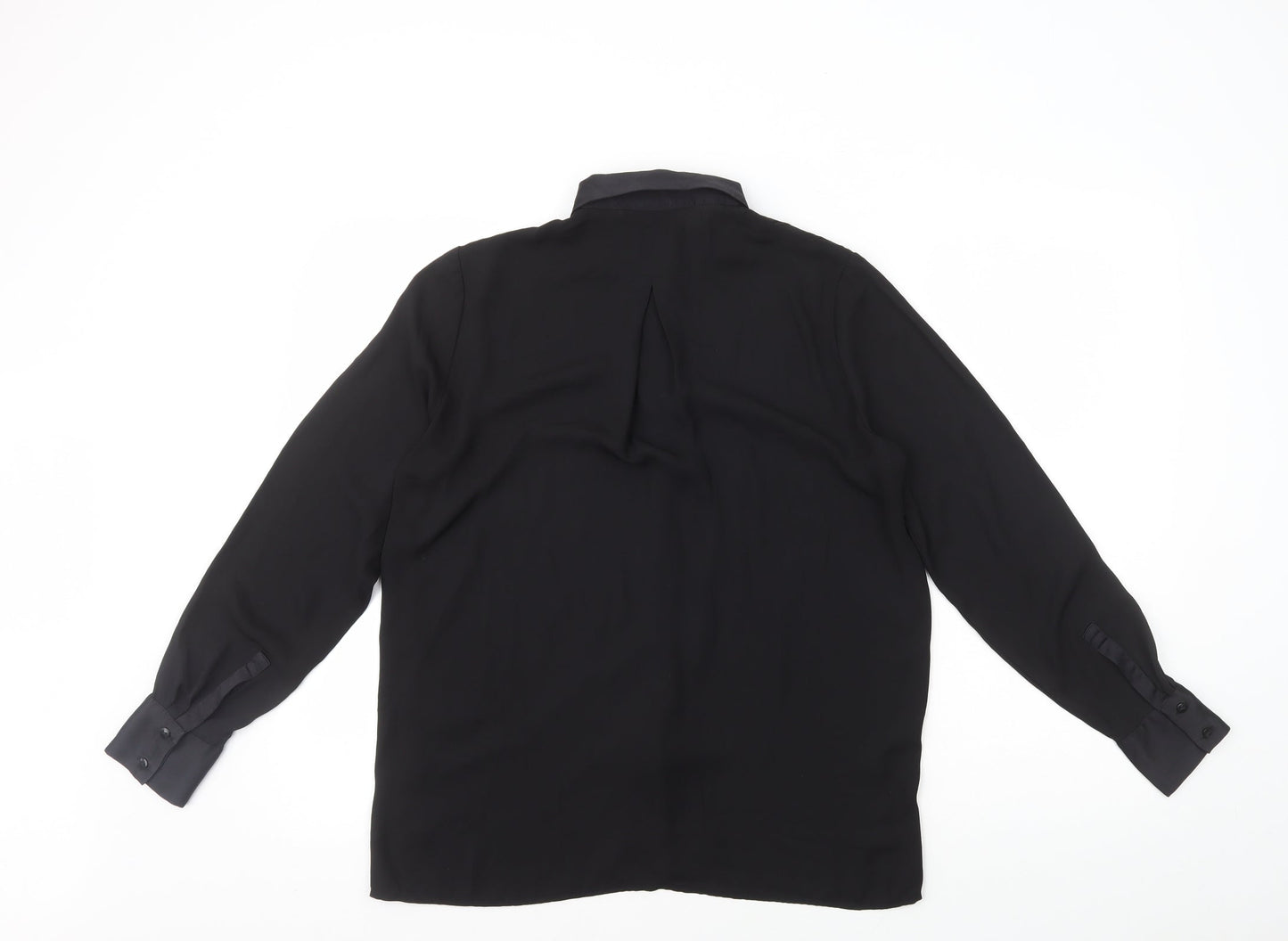H&M Womens Black Polyester Basic Button-Up Size 8 Collared