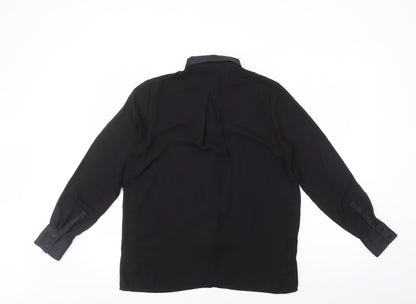 H&M Womens Black Polyester Basic Button-Up Size 8 Collared