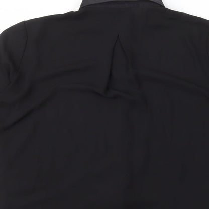 H&M Womens Black Polyester Basic Button-Up Size 8 Collared