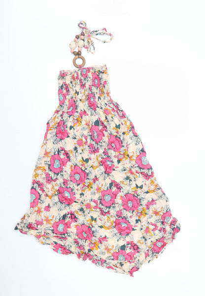 Womens Multicoloured Floral Polyester A-Line Size 6 Halter Pullover