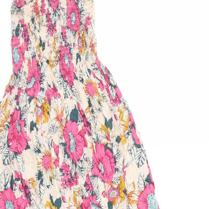 Womens Multicoloured Floral Polyester A-Line Size 6 Halter Pullover
