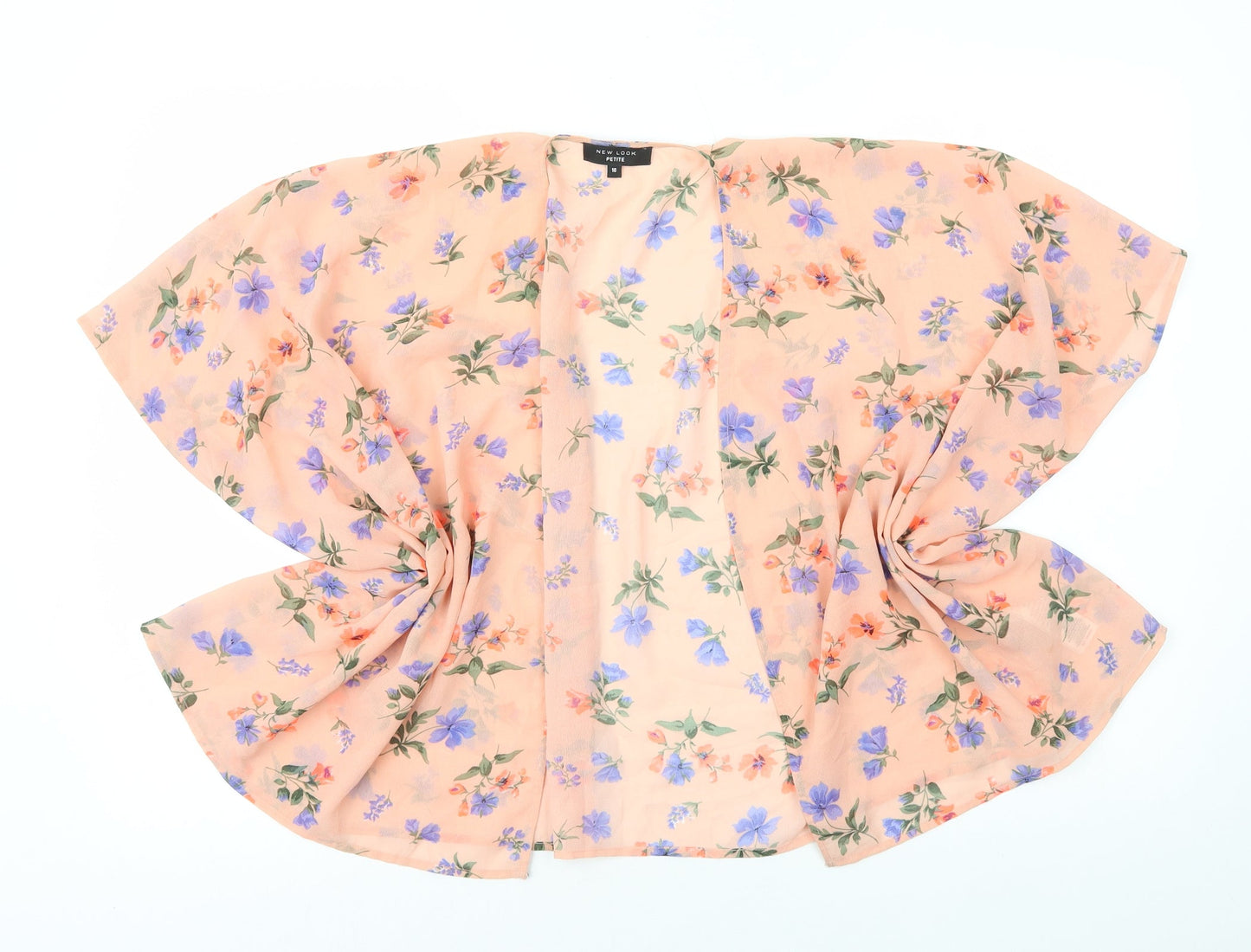New Look Womens Pink V-Neck Floral Polyester Cape Jumper Size 10