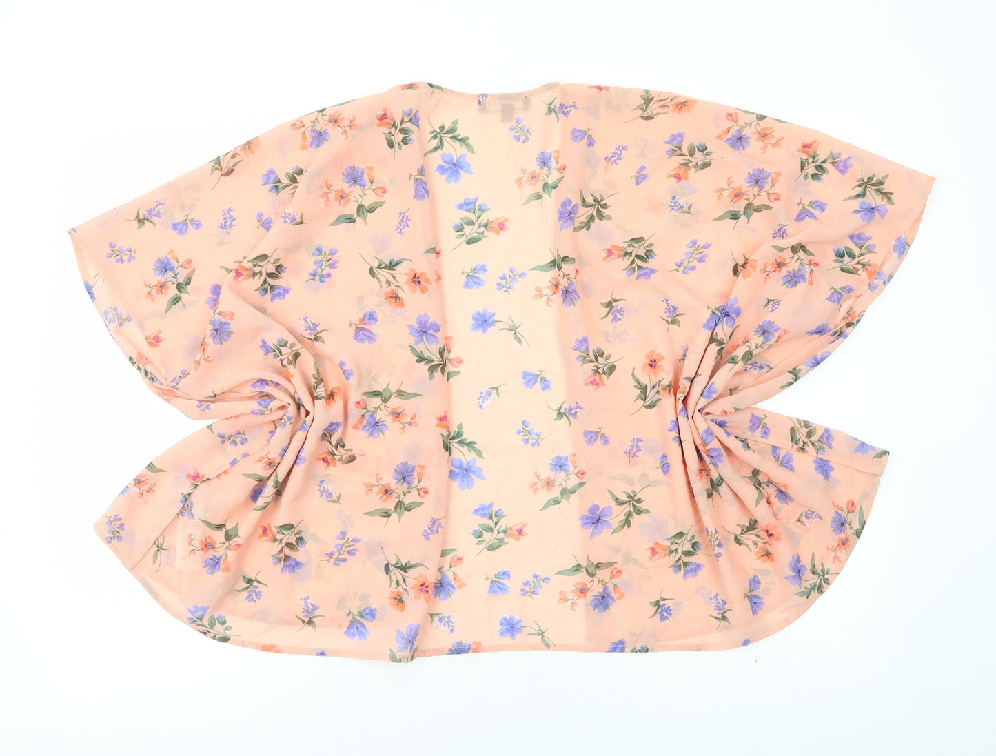 New Look Womens Pink V-Neck Floral Polyester Cape Jumper Size 10