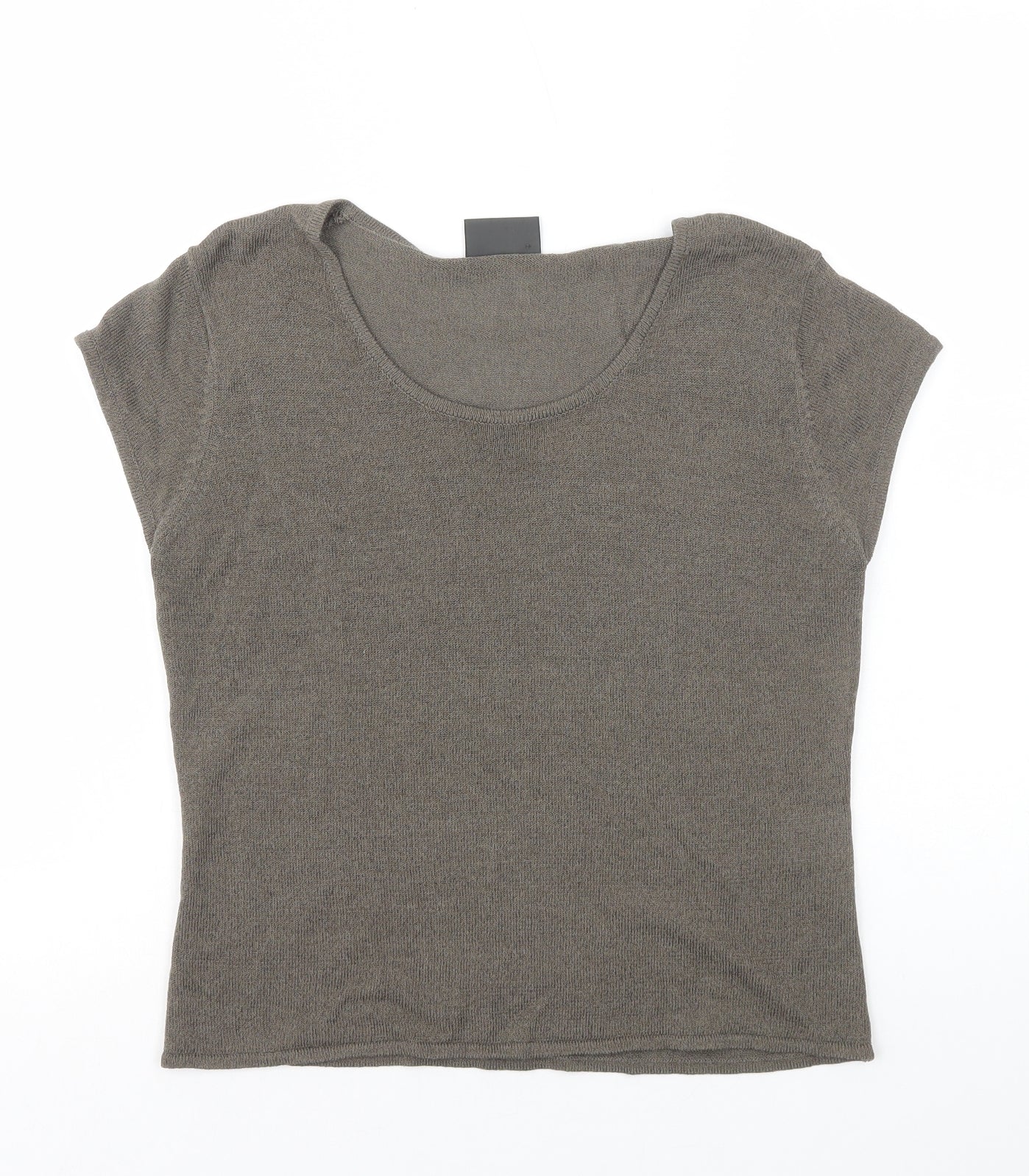 Alex & Co. Womens Grey Viscose Basic T-Shirt Size 14 Round Neck