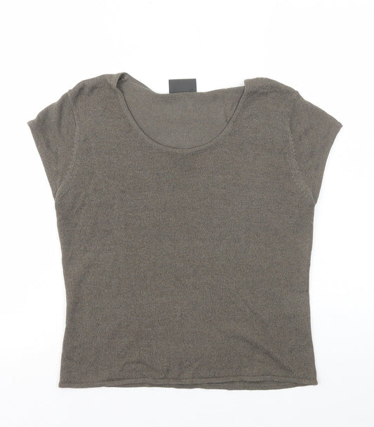 Alex & Co. Womens Grey Viscose Basic T-Shirt Size 14 Round Neck