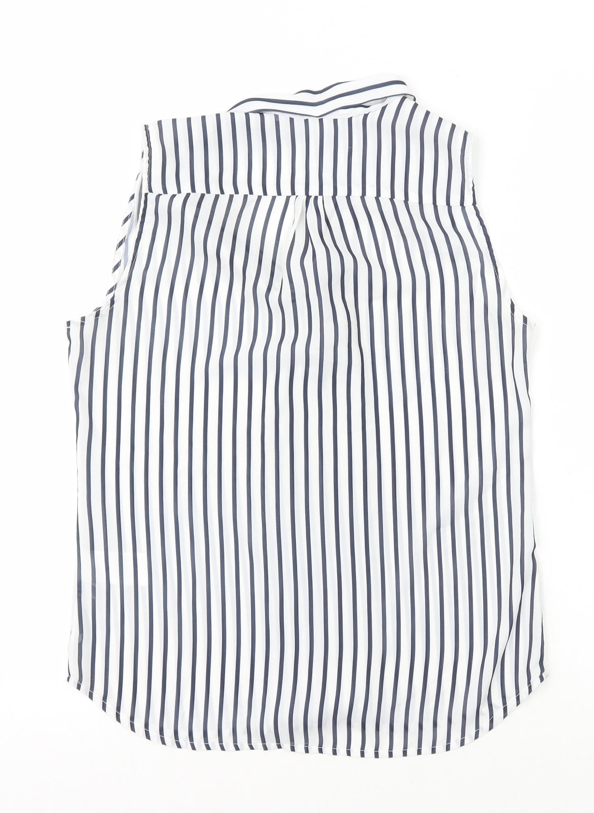 H&M Womens White Striped Polyester Basic Tank Size 8 V-Neck - Neck Tie