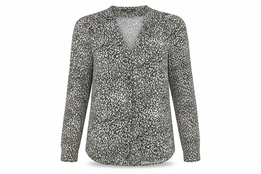 NEXT Womens Multicoloured Animal Print Viscose Basic Button-Up Size 6 V-Neck - Leopard Print