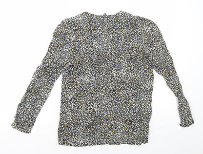 Next Womens Multicoloured Animal Print Viscose Basic Button-Up Size 6 V-Neck - Leopard Print