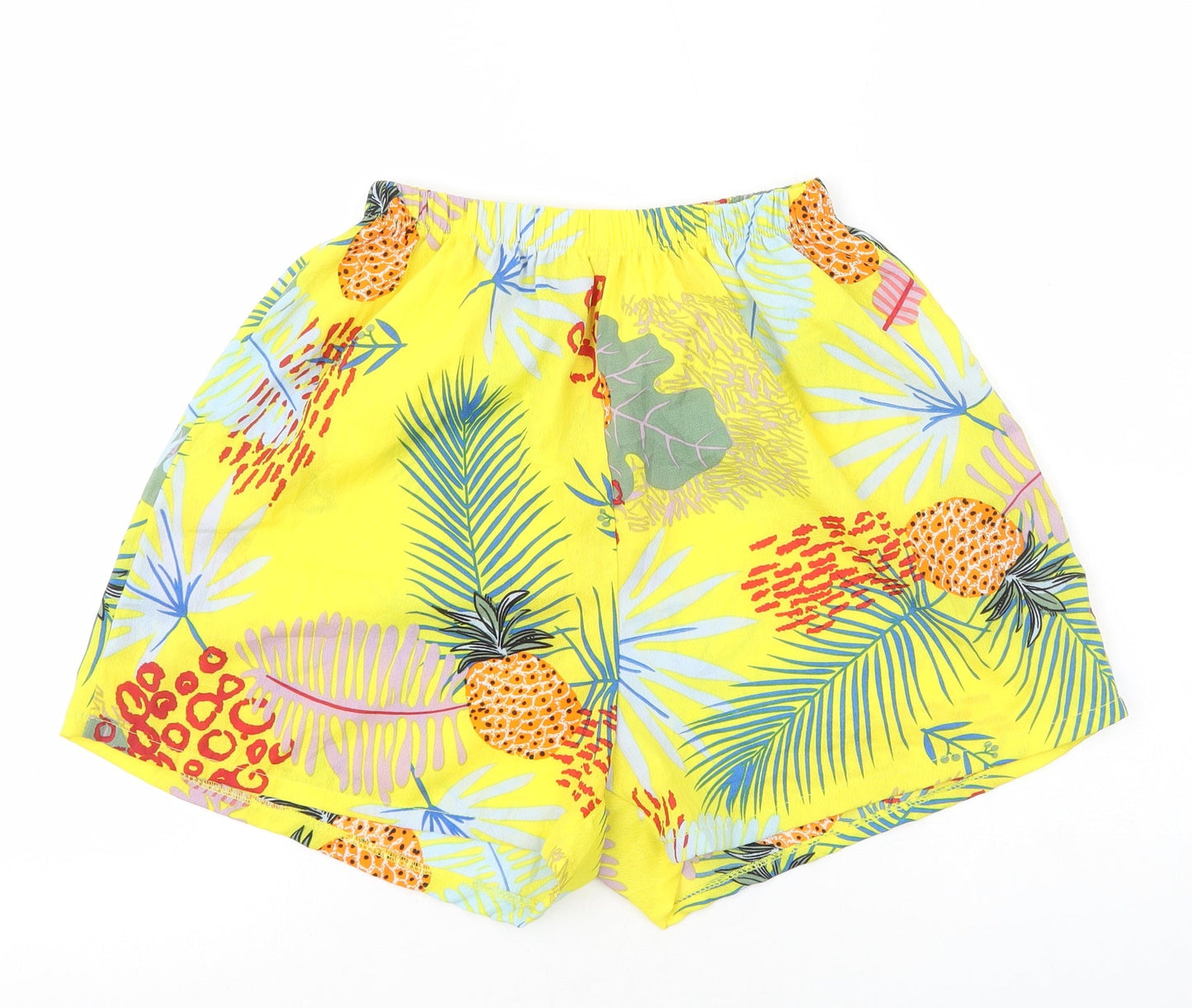Preworn Womens Yellow Geometric Polyester Sweat Shorts Size 6 Regular
