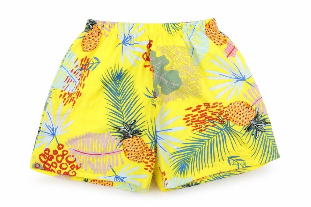 Preworn Womens Yellow Geometric Polyester Sweat Shorts Size 6 Regular