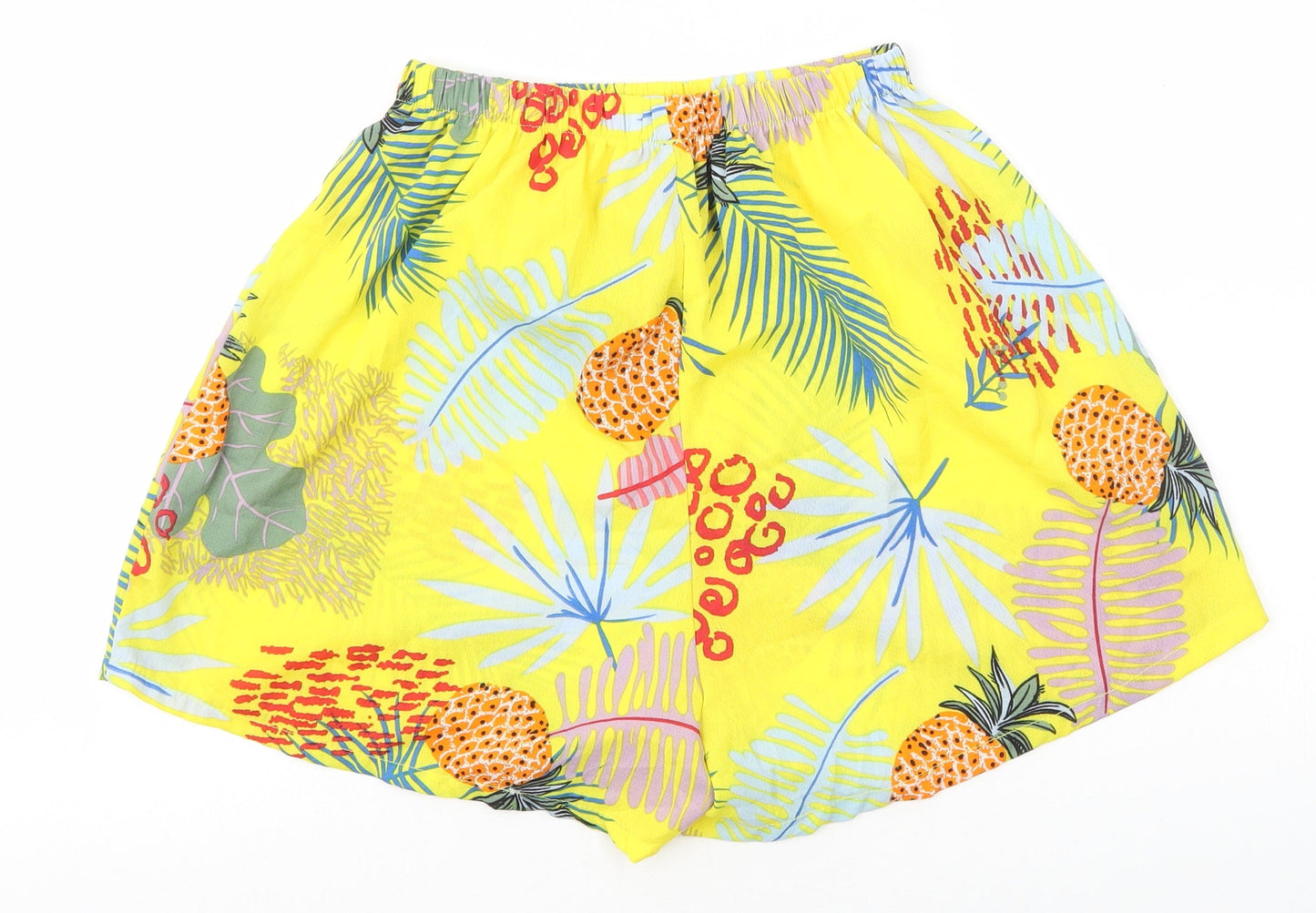 Preworn Womens Yellow Geometric Polyester Sweat Shorts Size 6 Regular