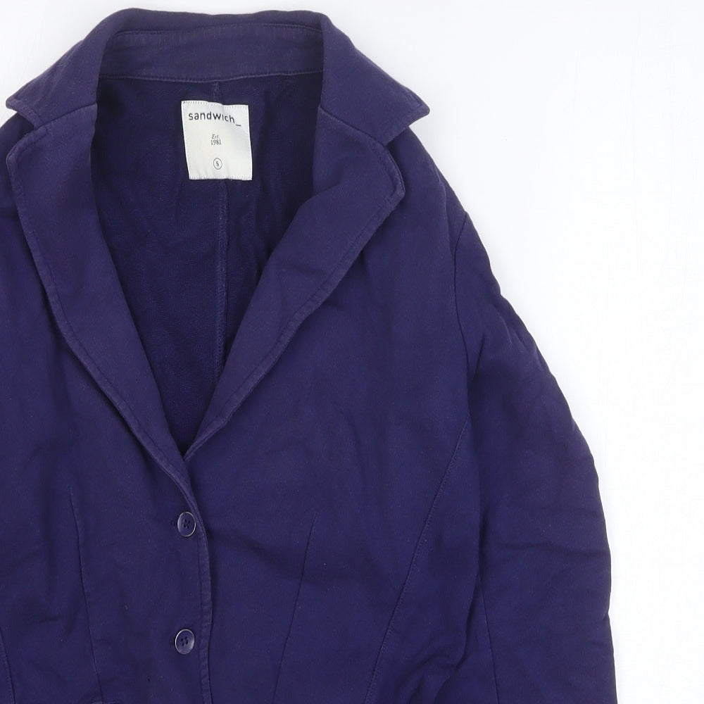Sandwich Womens Blue Jacket Blazer Size S Button
